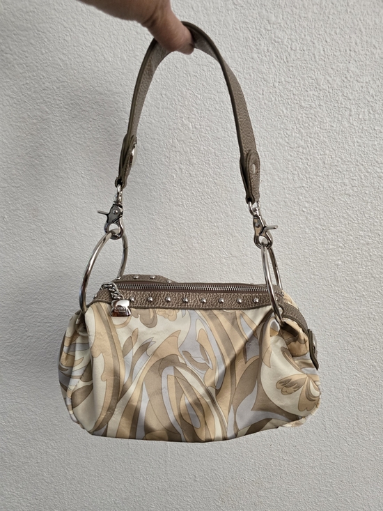 Kathy Van Zeeland Handbags - Kathy Van Zeeland Beige Cream Patterned Shoulder Bag with Metallic Trim